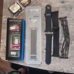 Apple Watch Replacement Bands and Case Set - Black & Silver